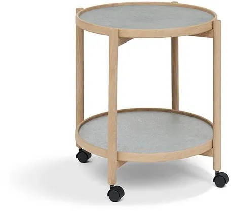 Thomsen Furniture James bakkebord - Eg/Stenlook mørk grå/Granit grå sten Ø50 cm