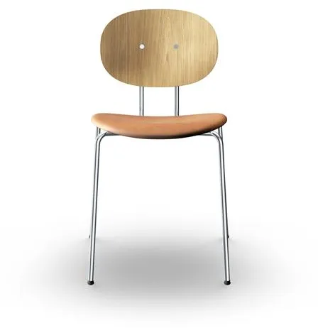 Sibast Furniture Piet Hein Spisebordsstol Krom Egetræ og Cognac Læder